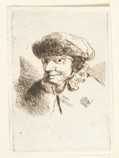 毛皮の帽子をかぶった笑顔の老婆 作： Cornelis Pietersz Bega