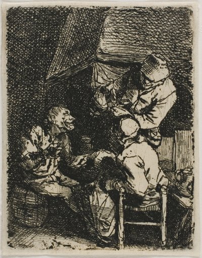 暖炉のそばの3人の農民 作： Cornelis Pietersz. Bega
