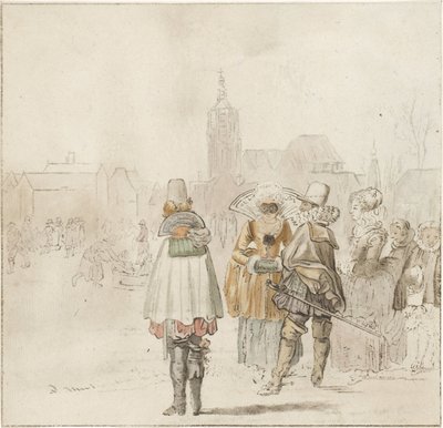 氷上のエレガントな会社 作： Cornelis Ploos van Amstel (signed by artist)