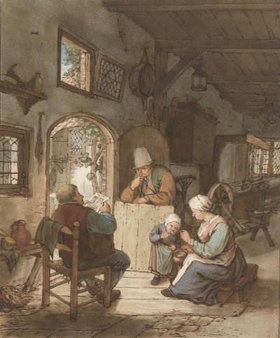 インテリアの新聞リーダー 作： Cornelis Ploos van Amstel (signed by artist)