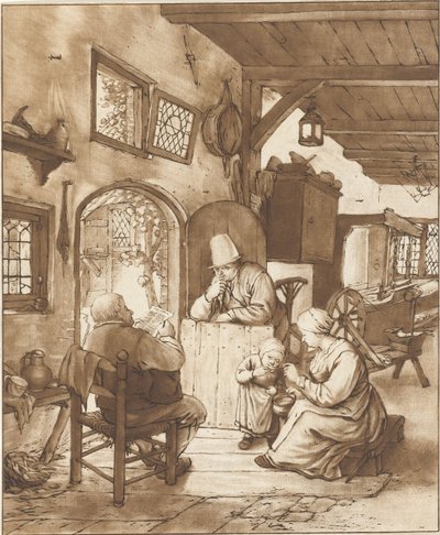 インテリアの新聞リーダー 作： Cornelis Ploos van Amstel (signed by artist)