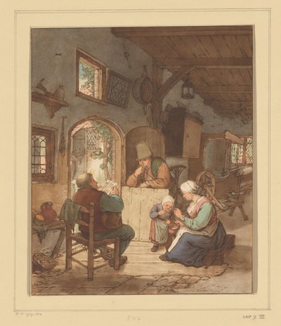 インテリアの新聞リーダー 作： Cornelis Ploos van Amstel (signed by artist)
