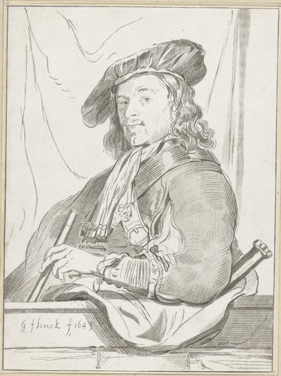 欄干の男 作： Cornelis Ploos van Amstel (signed by artist)