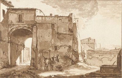 旅行者とラバの門 作： Cornelis Ploos van Amstel (signed by artist)