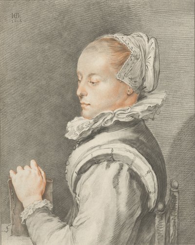 若い女性の肖像画 作： Cornelis Ploos van Amstel (signed by artist)
