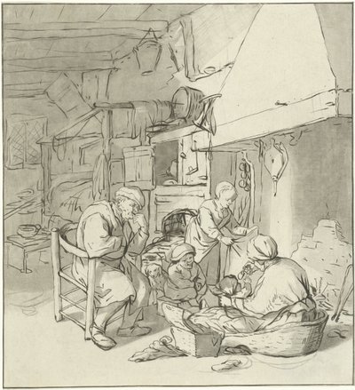 煙突の近くの農民の家族 作： Cornelis Ploos van Amstel