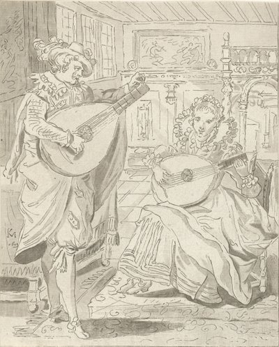 リュート演奏の紳士淑女 作： Cornelis Ploos van Amstel