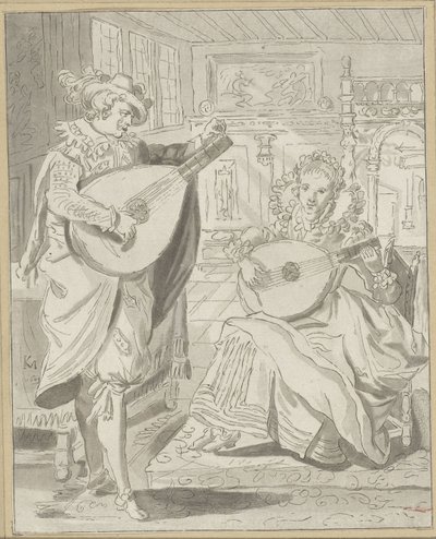 リュート演奏の紳士淑女 作： Cornelis Ploos van Amstel