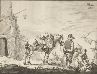 洗濯婦で馬を持つ男 作： Cornelis Ploos van Amstel