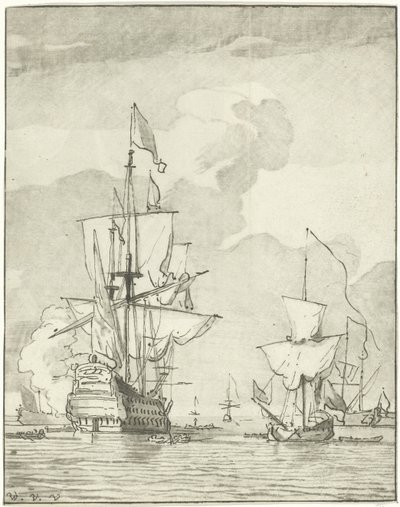 砲撃を行う軍艦 作： Cornelis Ploos van Amstel