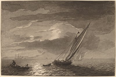 満月の海の風景 作： Cornelis Ploos van Amstel