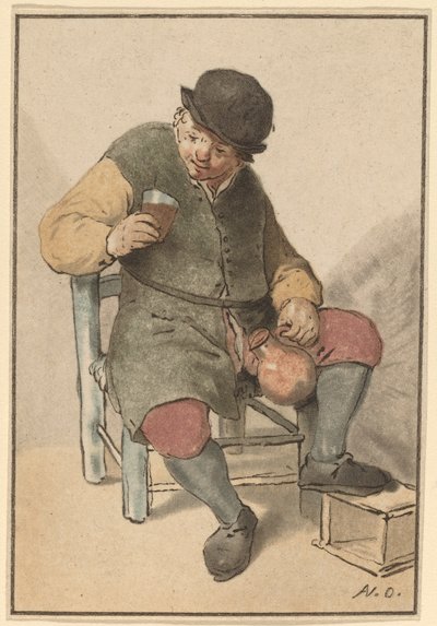 水差しを持って座っている農民、c。 1763年。 作： Cornelis Ploos van Amstel