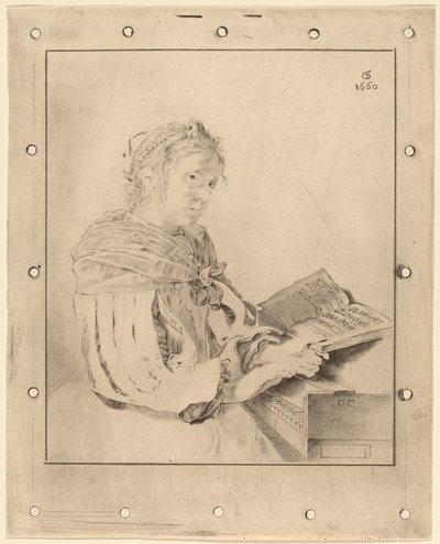 キーボードの若い女の子 作： Cornelis Ploos van Amstel
