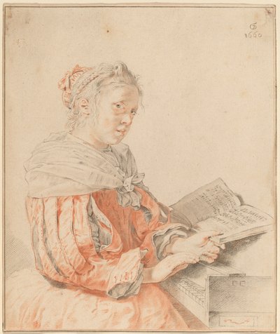 キーボードの若い女の子 作： Cornelis Ploos van Amstel