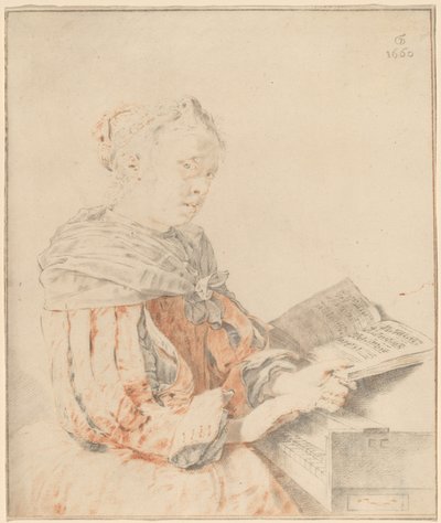 キーボードの若い女の子 作： Cornelis Ploos van Amstel
