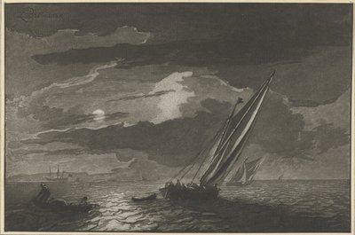満月のある海の風景 作： Cornelis Ploos van Amstel