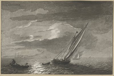 満月のある海の風景 作： Cornelis Ploos van Amstel