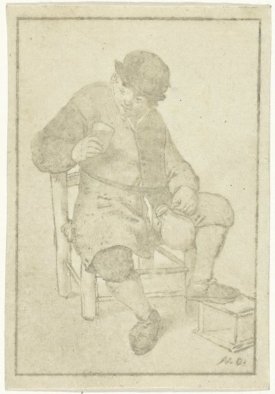 水差しで座っている農民 作： Cornelis Ploos van Amstel