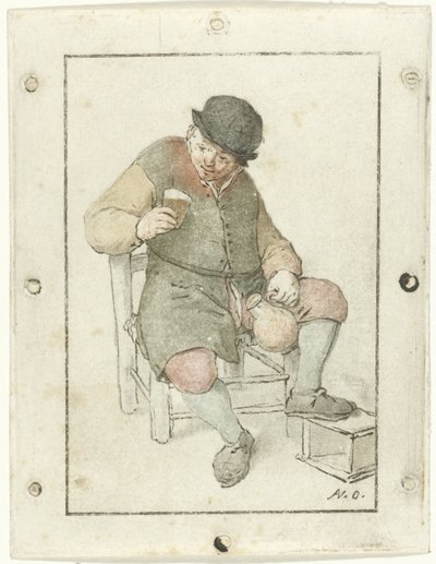 水差しで座っている農民 作： Cornelis Ploos van Amstel