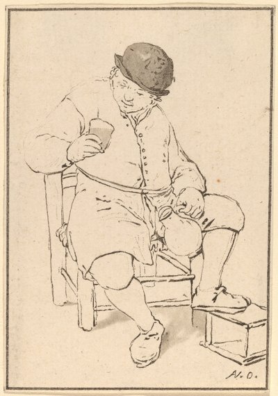 水差しを持つ着席農民 作： Cornelis Ploos van Amstel after Adriaen