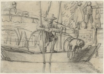 海岸のボートに乗った男女 作： Cornelis Saftleven (attributed to)