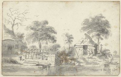 水上の納屋のある農場 作： Cornelis Saftleven