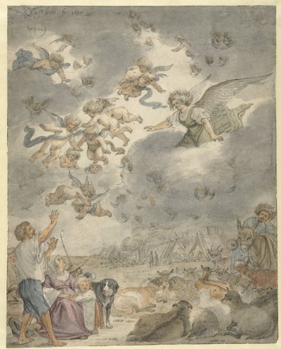 羊飼いへの告知 作： Cornelis Saftleven