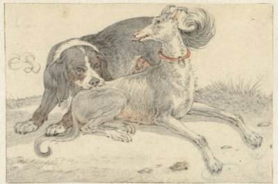 グレイハウンドとパートリッジハウンド 作： Cornelis Saftleven