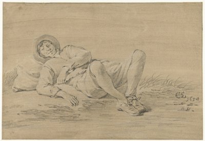 リクライニングの若い男 作： Cornelis Saftleven