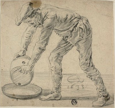 樽を持つ男 作： Cornelis Saftleven
