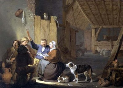 納屋での農民の飲酒、1634年 作： Cornelis Saftleven