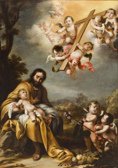 聖十字架の前の聖ヨセフとキリストの子供、1670年頃。 作： Cornelis Schut the Younger