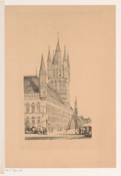 イープルの織物会館 13 世紀の市庁舎 (オブジェクトのタイトル) 作： Cornelis Springer