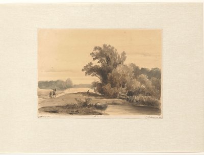 道にハイカーがいる Brederode 近くの風景 作： Cornelis Springer