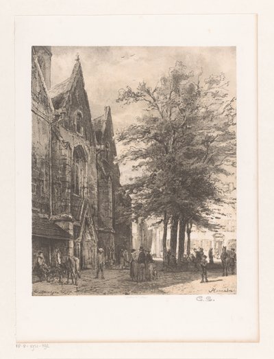 ハーメルンの市場教会の前の人々 Hamelin (オブジェクトのタイトル) 作： Cornelis Springer