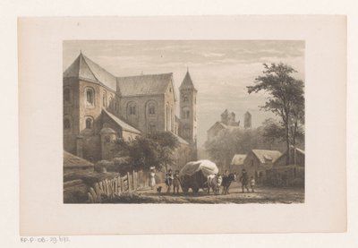 11 世紀の教会の前で荷馬車に乗った牛 聖ペテロ教会 作： Cornelis Springer