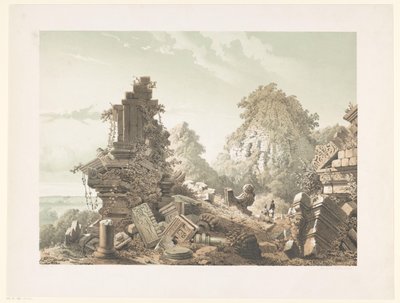 Tjandi Lora Djongrangの遺跡 Tjandi-Lora Djongrang の遺跡。 Residence Jocjakerta (オブジェクトのタイトル) 作： Cornelis Springer