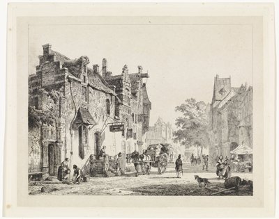 馬車のある街並み 作： Cornelis Springer