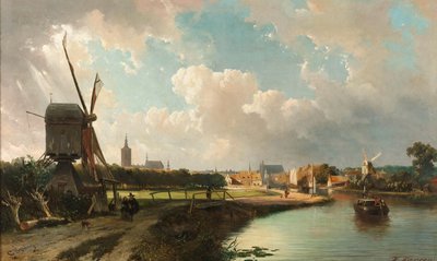 17 世紀のデルフツェ ファールトからのハーグの眺め 作： Cornelis Springer
