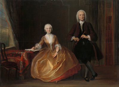 音楽を作るカップル Cornelis Troost（1696-1750）、パネルに油彩、1743 作： Cornelis Troost