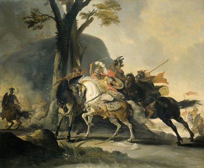 ペルシャ人とのグラニコスの戦いでのアレキサンダー大王 作： Cornelis Troost