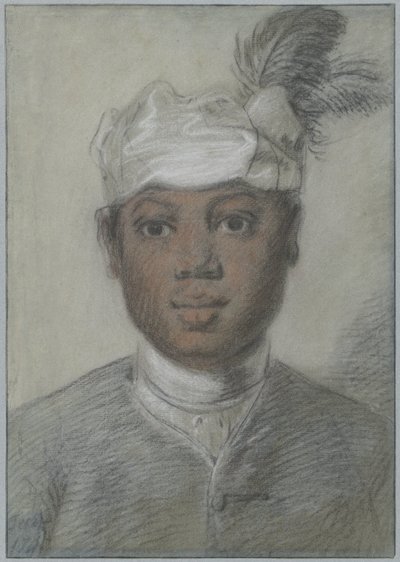 羽のついたターバンを巻いた黒人の若者の頭 作： Cornelis Troost