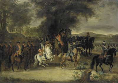 おそらくヘッセン・ホンブルクのウィリアムによる騎兵連隊の視察 作： Cornelis Troost