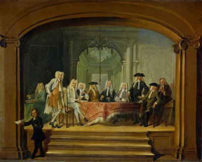 1729 年、アムステルダムの Aalmoezeniersweeshuis 孤児院の摂政 作： Cornelis Troost