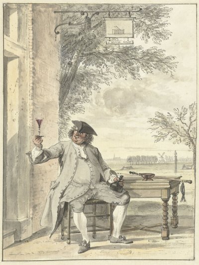 旅館De Mosse Knipの前で休んでいる歩行者 作： Cornelis Troost
