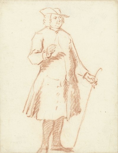 左手に杖を持って立っている男性 作： Cornelis Troost