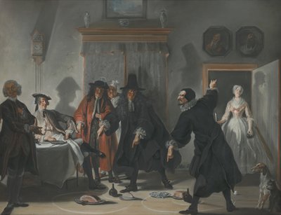 数学者または逃げた若い女性：Raasbollius医師とUrinaal医師の間の紛争、1741年 作： Cornelis Troost