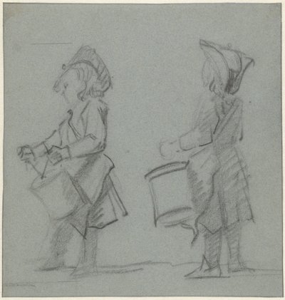 太鼓の少年の 2 つの習作 作： Cornelis Troost