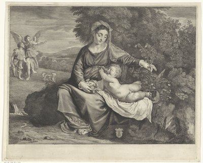 メアリーと子供、トビアと天使 作： Cornelis Visscher (II)