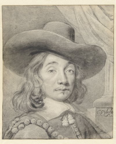 帽子をかぶった自画像 作： Cornelis Visscher (II)